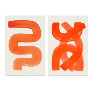 Bright Orange Strokes, Set Of 2 , By Ejaaz Haniff by Gioia Wall Art, a Prints for sale on Style Sourcebook