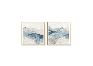 Set of 2 Blue Mountain Flow Wall Art Canvas 3 sizes available 50cm x 50cm by Luxe Mirrors, a Artwork & Wall Decor for sale on Style Sourcebook