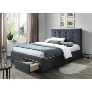 Massadona Fabric Bed with End Drawers, Double, Grey by Dodicci, a Beds & Bed Frames for sale on Style Sourcebook