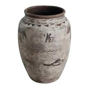 Wuwei 130 Year Antique Oriental Terracotta Vase by Florabelle, a Vases & Jars for sale on Style Sourcebook