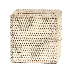 Paume Handcrafted Rattan Square Tissue Box, White Wash by Florabelle, a Decorative Boxes for sale on Style Sourcebook
