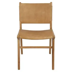 Marvin Leather & Teak Timber Dining Chair, Toffee by MRD Home, a Dining Chairs for sale on Style Sourcebook
