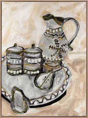Still Life Tea Party Neutral Canvas Art Print by Urban Road, a Prints for sale on Style Sourcebook