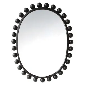 Beaded Edge Metal Framed Oval Mirror, 60cm, Black by Darlin, a Mirrors for sale on Style Sourcebook