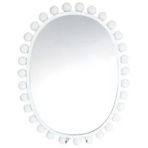 Beaded Edge Metal Framed Oval Mirror, 60cm, White by Darlin, a Mirrors for sale on Style Sourcebook