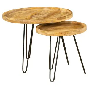 Purna 2 Piece Mango Wood & Iron Round Nesting Coffee Table Set by Fobbio Home, a Coffee Table for sale on Style Sourcebook