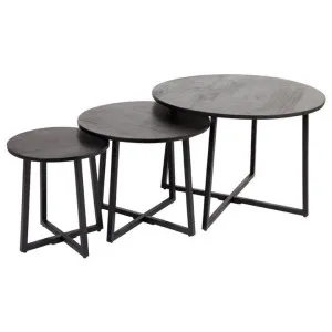 Rio 3 Piece Mango Wood & Iron Round Nesting Coffee Table Set by Fobbio Home, a Coffee Table for sale on Style Sourcebook