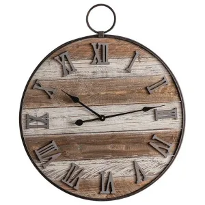 Layla Rustic Timber & Metal Round Wall Clock, 60cm by Darlin, a Clocks for sale on Style Sourcebook