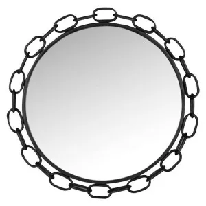 Chain Edge Metal Framed Round Wall Mirror, 60cm, Black by Darlin, a Mirrors for sale on Style Sourcebook