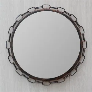 Chain Edge Metal Framed Round Wall Mirror, 60cm, Bronze by Darlin, a Mirrors for sale on Style Sourcebook