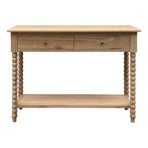 Bobbin Oak Timber Console Table, 110cm, Lime Washed Oak by Manoir Chene, a Console Table for sale on Style Sourcebook