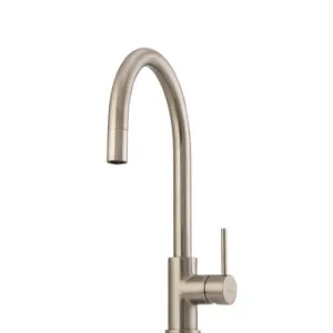 Venice Pull-Out Gooseneck Mixer | Made From Brass In Brushed Nickel By Oliveri by Oliveri, a Kitchen Taps & Mixers for sale on Style Sourcebook