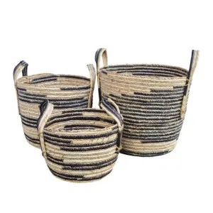 J.Elliot Omari Black & Natural Baskets Set of 3 by null, a Baskets & Boxes for sale on Style Sourcebook
