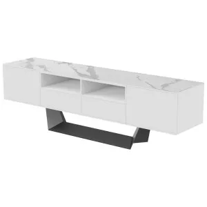 Nadia Ceramic Glass Top Modern 2 Door 2 Drawer TV Unit, 200cm, Marmo White / White by Viterbo Modern Furniture, a Entertainment Units & TV Stands for sale on Style Sourcebook