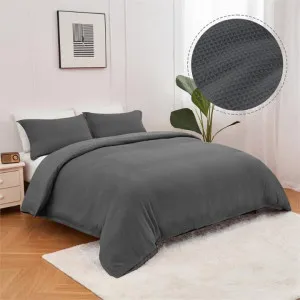 Linenova Cotton Waffle Weave Charcoal Quilt Cover Set by null, a Quilt Covers for sale on Style Sourcebook