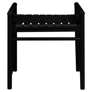 Elliot Woven Leather & Mindi Wood Bench Stool, Black by Centrum Furniture, a Bar Stools for sale on Style Sourcebook
