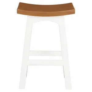 Showa Mahogany Timber Saddle Counter Stool, Caramel / White by Centrum Furniture, a Bar Stools for sale on Style Sourcebook