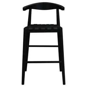 Elliot Woven Leather & Mindi Wood Counter Stool, Set of 2, Black by Centrum Furniture, a Bar Stools for sale on Style Sourcebook