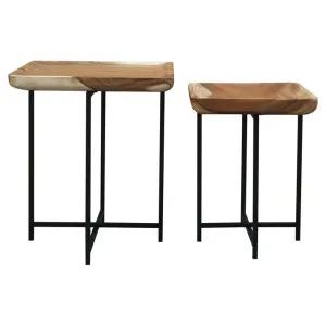 Leon Timber Tray Top & Metal 2 Piece Nesting Table Set by Centrum Furniture, a Side Table for sale on Style Sourcebook