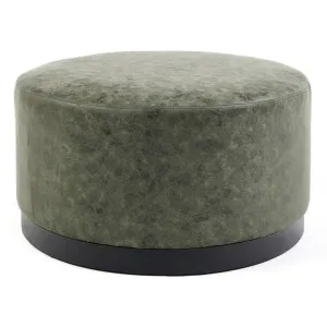 Hansel PU Leather Round Ottoman, Dark Green by M Co Living, a Ottomans for sale on Style Sourcebook