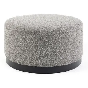 Hansel Boucle Fabric Round Ottoman, Grey by M Co Living, a Ottomans for sale on Style Sourcebook