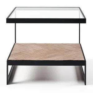 Lenny Glass & Metal Side Table, Black by M Co Living, a Side Table for sale on Style Sourcebook