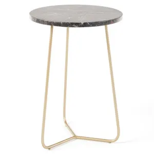 Polly Marble & Metal Round Side Table, Small, Black / Gold by M Co Living, a Side Table for sale on Style Sourcebook
