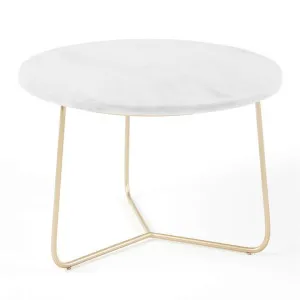 Polly Marble & Metal Round Side Table, Large, White / Gold by M Co Living, a Side Table for sale on Style Sourcebook