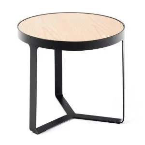 Princeton Oak Timber & Metal Round Side Table by M Co Living, a Side Table for sale on Style Sourcebook
