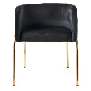 Genevieve Velvet Fabric Carver Dining Chair, Black by M Co Living, a Dining Chairs for sale on Style Sourcebook