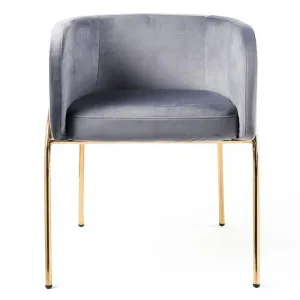 Genevieve Velvet Fabric Carver Dining Chair, Gunmetal by M Co Living, a Dining Chairs for sale on Style Sourcebook