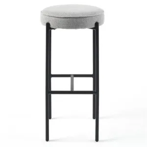 Gatsby Fabric & Metal Round Bar Stool, Slate Grey / Black by M Co Living, a Bar Stools for sale on Style Sourcebook