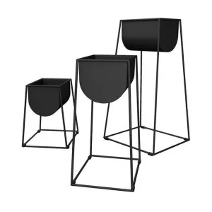 Modello 3 Piece Steel Planter Set, Black by Gus, a Plant Holders for sale on Style Sourcebook