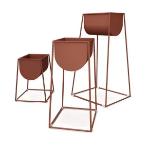 Modello 3 Piece Steel Planter Set, Terracotta by Gus, a Plant Holders for sale on Style Sourcebook