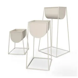 Modello 3 Piece Steel Planter Set, Off White by Gus, a Plant Holders for sale on Style Sourcebook