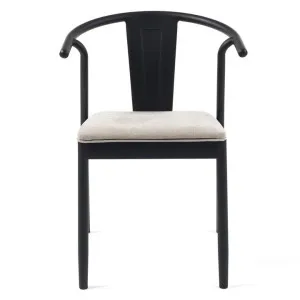 Albert Metal Carver Dining Chair with Fabric Seat, Black / Taupe by M Co Living, a Dining Chairs for sale on Style Sourcebook