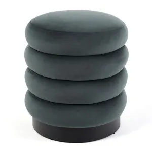 Beatrix Velvet Round Ottoman Stool, Dark Teal by M Co Living, a Ottomans for sale on Style Sourcebook