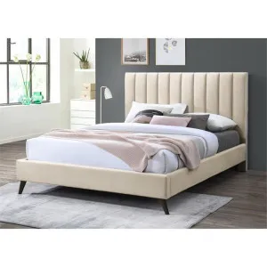 Olona Velvet Fabric Platform Bed, Queen, Champagne by Dodicci, a Beds & Bed Frames for sale on Style Sourcebook