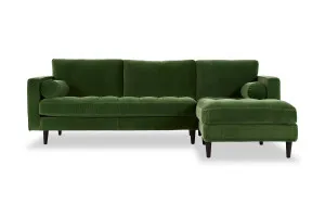 Draper Velvet Right Chaise Sofa, Green, by Lounge Lovers by Lounge Lovers, a Sofas for sale on Style Sourcebook
