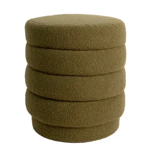 Luca Round Boucle Sample Stool Olive by Urban Road, a Stools for sale on Style Sourcebook