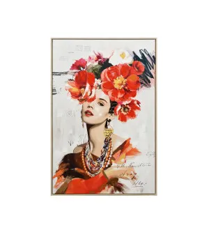 Woman with Floral Headdress Wall Art Canvas 120cm x 90cm by Luxe Mirrors, a Artwork & Wall Decor for sale on Style Sourcebook