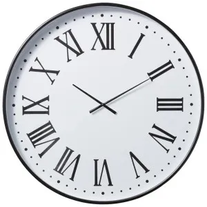 Burke Iron Frame Round Wall Clock, 90cm by Elme Living, a Clocks for sale on Style Sourcebook