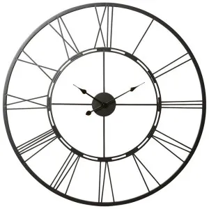 Kingston Metal Round Wall Clock, 100cm, Black by Elme Living, a Clocks for sale on Style Sourcebook
