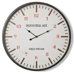 Station Metal Frame Round Wall Clock, 90cm by Elme Living, a Clocks for sale on Style Sourcebook