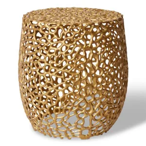 Ishaan Metal Round Side Table, Antique Gold by Elme Living, a Side Table for sale on Style Sourcebook