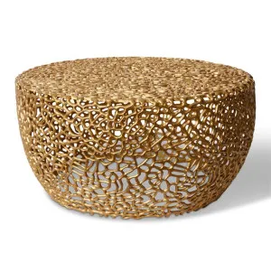 Ishaan Metal Round Coffee Table, 80cm, Antique Gold by Elme Living, a Coffee Table for sale on Style Sourcebook