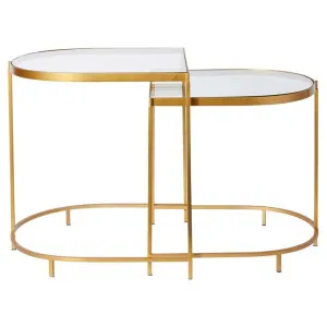 Zula Glass & Iron 2 Piece Nested Table Set, Gold by Elme Living, a Side Table for sale on Style Sourcebook