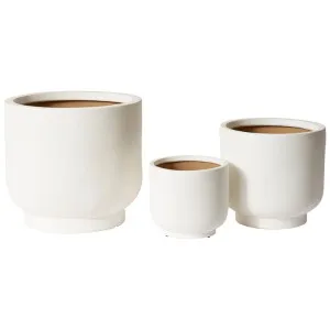 Anders 3 Piece Ceramic Outdoor Planter Pot Set, White by Elme Living, a Plant Holders for sale on Style Sourcebook