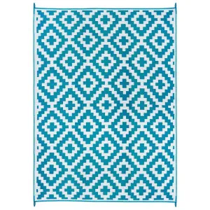 Aztec Reversible Outdoor Square Rug, 270x270cm, Teal by Fobbio Home, a Outdoor Rugs for sale on Style Sourcebook