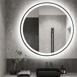 Coral Metal Frame Round Wall Mirror with LED Light, 80cm by The Chic Home, a Mirrors for sale on Style Sourcebook